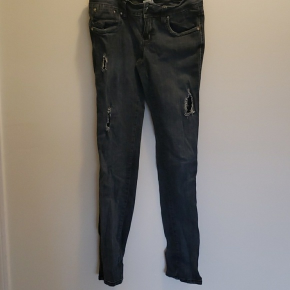 Hydraulic Distressed Skinny Jeans - Picture 1 of 7